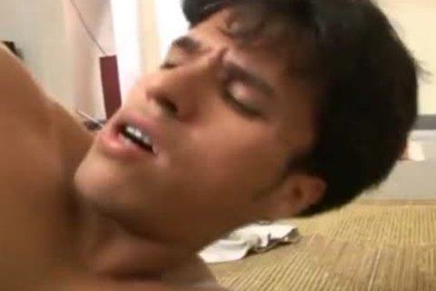 brawny man blows his sperm On dude's Chest