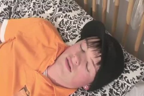 brunette boy Strokes Himself And Dildos wazoo