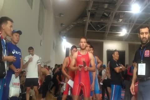 Middle Eastern boys Weigh-in before Wrestling Tournament