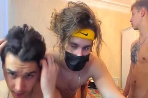 bunch Of handsome guys Showing Their 10-Pounder In cam