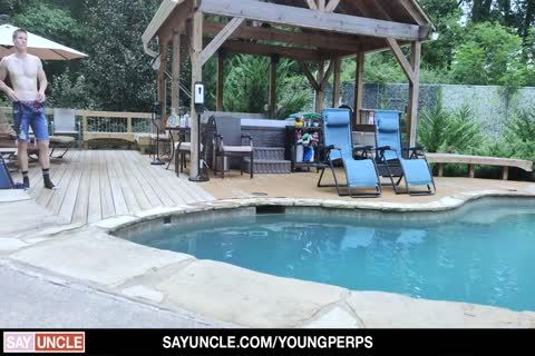 horny lad plowed By The Guard For Skinny Dipping