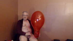 Balloonbanger 60) Slow pleasure W Med Sized Balloon-Jerk cum Pop