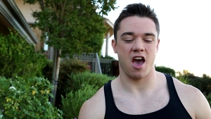 Next Door Male: Shirtless Derek Wipes Sweat, Fingers Ass